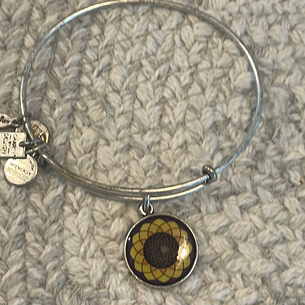 Alex and Ani Sunflower for Alzheimer’s bangle bracelet - Silver